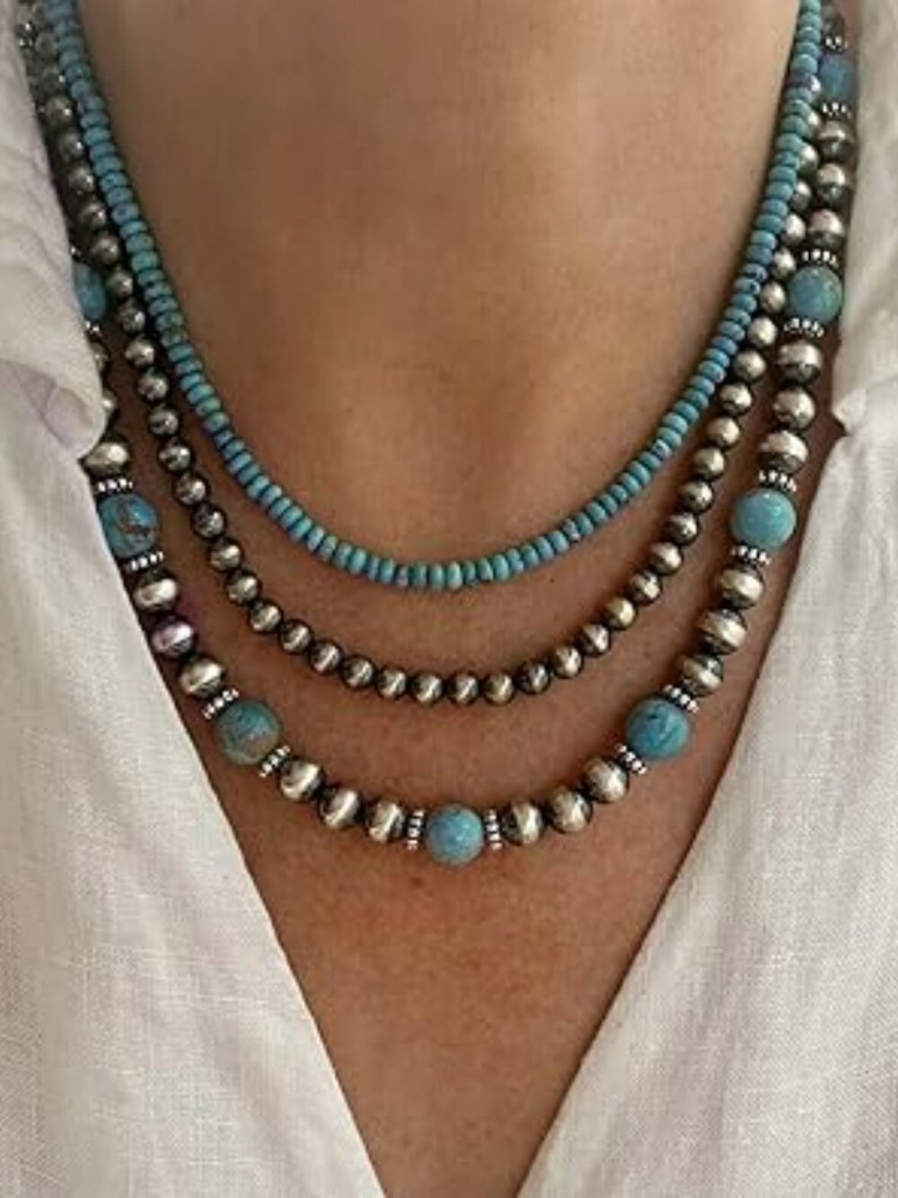 Turquoise Necklace Boho Western Statement Chunky Trendy